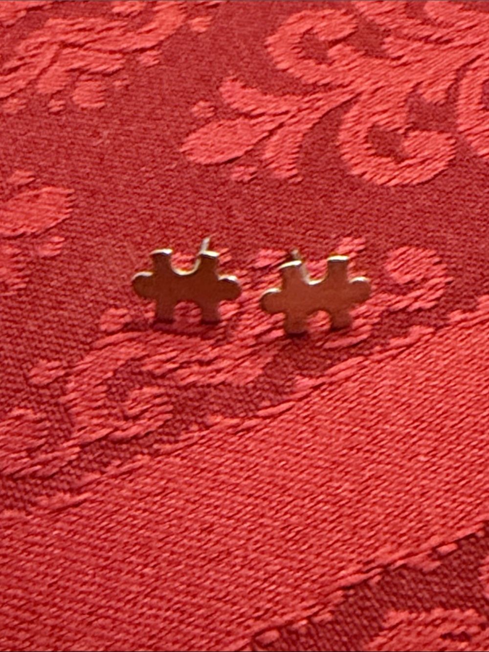 Puzzle Piece Stud Earrings - Silver tone